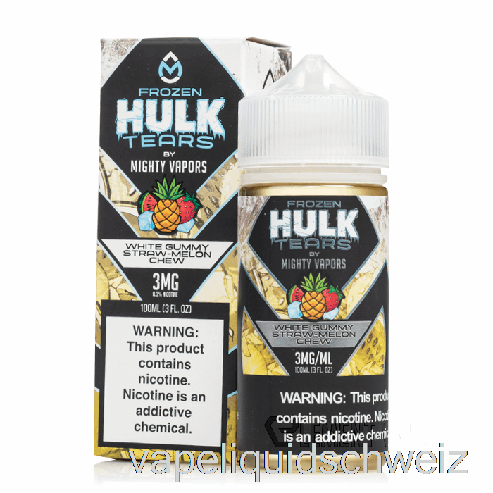 Gefrorenes, Weißes, Gummiartiges Strohmelonen-Kauspielzeug – Hulk Tears – 100 Ml, 6 Mg Vape Liquid, E-Liquid Schweiz